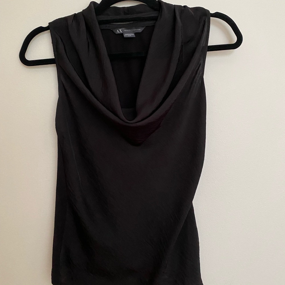 Armani exchange| black cowl neck sleeveless blouse